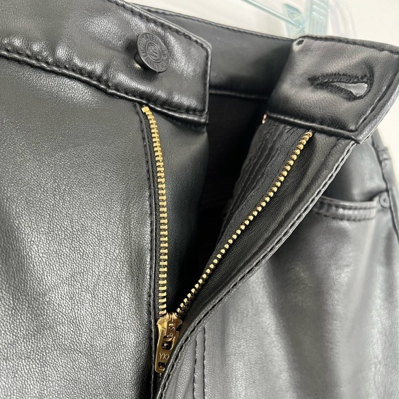 Mother Insider Vegan Leather Ankle Flare Black Pants Size 32 - Picture 8 of 16